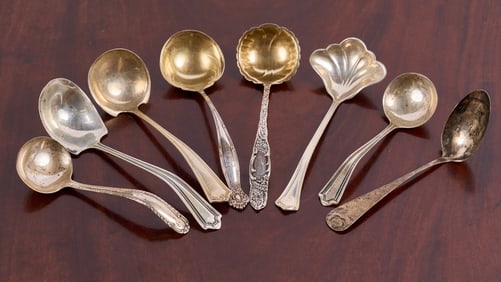 GROUPING (8) STERLING SILVER SAUCE LADLES