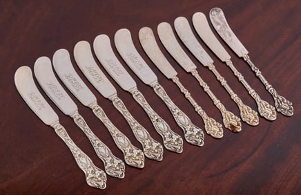 (6) MECHANICS (5) GORHAM STERLING SILVER SPREADERS