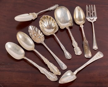 GROUP (9) STERLING SILVER SERVING PIECES