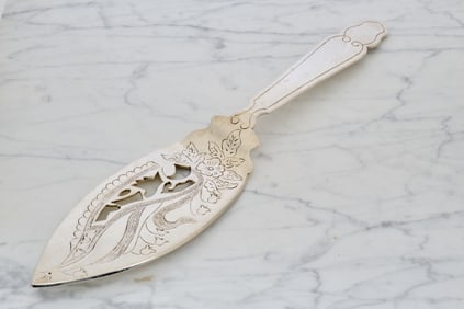 GEORG JENSEN ENGRAVED STERLING PIE/CAKE SERVER