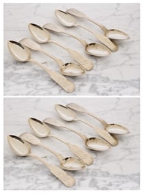 (12) HENRY BAYEAUX COIN SILVER TEASPOONS, TROY NY