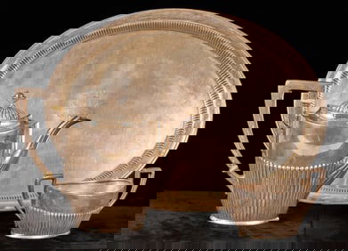 HALBMOND & REICHSKRONE SILVER TEAPOT, BOWL & TRAY