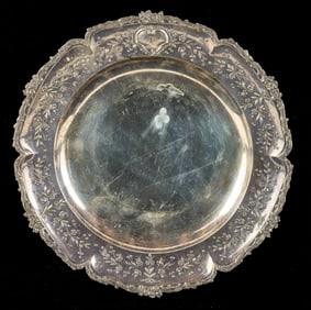 CONTINENTAL SILVER TRAY with FLORAL RIM