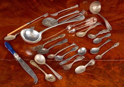 GROUPING of SILVER PLATE and other BASE METALS