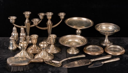 GROUPING of WEIGHTED STERLING SILVER WARES