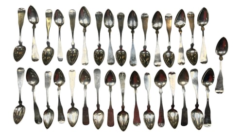 GROUPING of COIN SILVER TEASPOONS