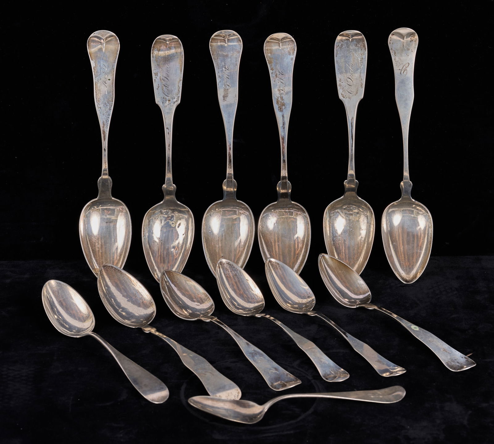 GROUPING of COIN SILVER TABLE SPOONS (1 of 1)