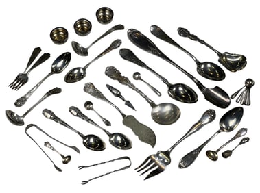 GROUPING of STERLING SERVING PIECES, SALTS etc