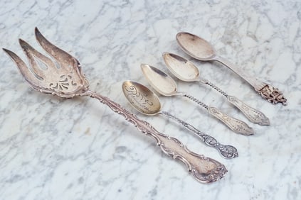 GORHAM STERLING SERVING FORK & TEASPOONS
