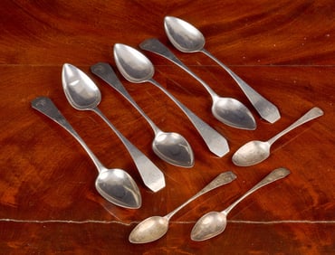 RICHARD STONE COFFIN HANDLED COIN SILVER SPOONS