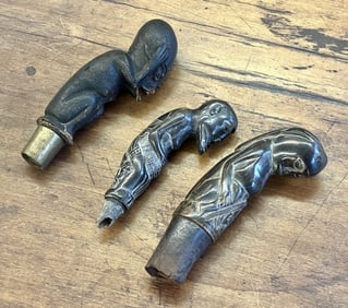 (3) FIGURAL CARVED TRIBAL SWORD GRIPS