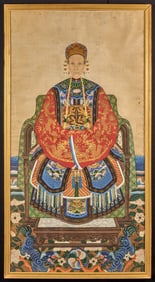 PAIR of (19th c) CHINESE ANCESTRAL PORTRAITS