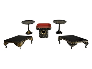 SET of JAPANESE GILT PAINTED LACQUER STANDS