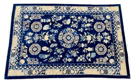 SEMI ANTIQUE HAND WOVEN CHINESE ORIENTAL AREA RUG