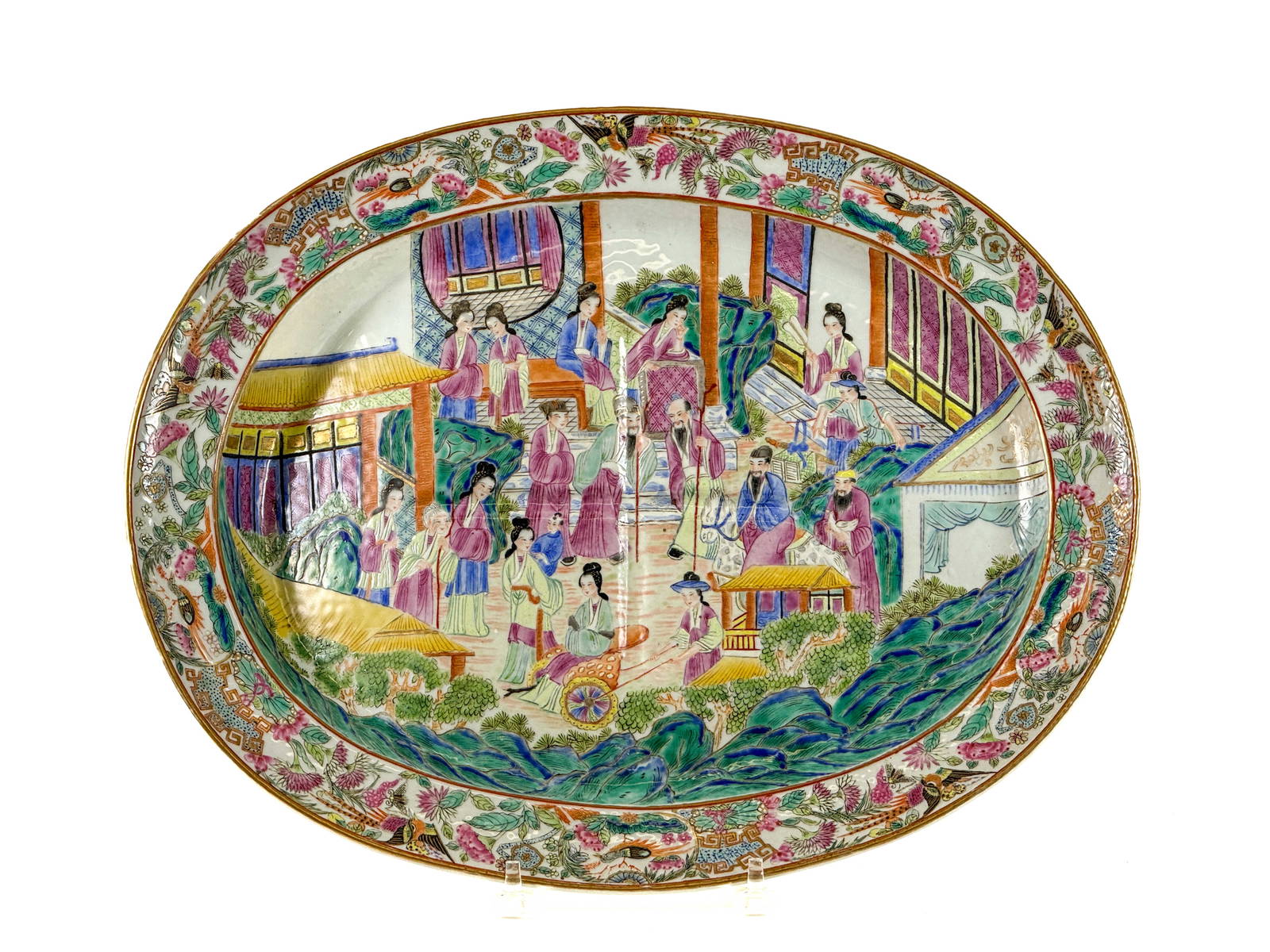 CHINESE FAMILLE ROSE WELL & TREE