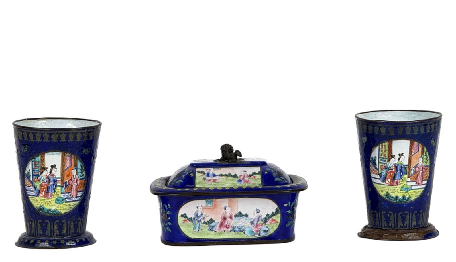 (3) PIECE ENAMELED CHINESE DRESSING SET