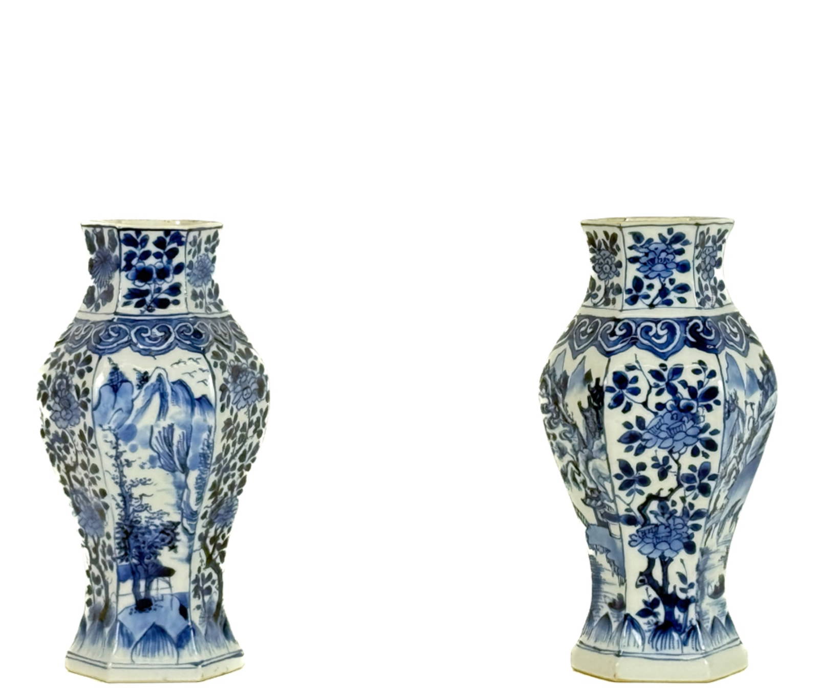 PAIR BLUE & WHITE CHINESE PORCELAIN VASES