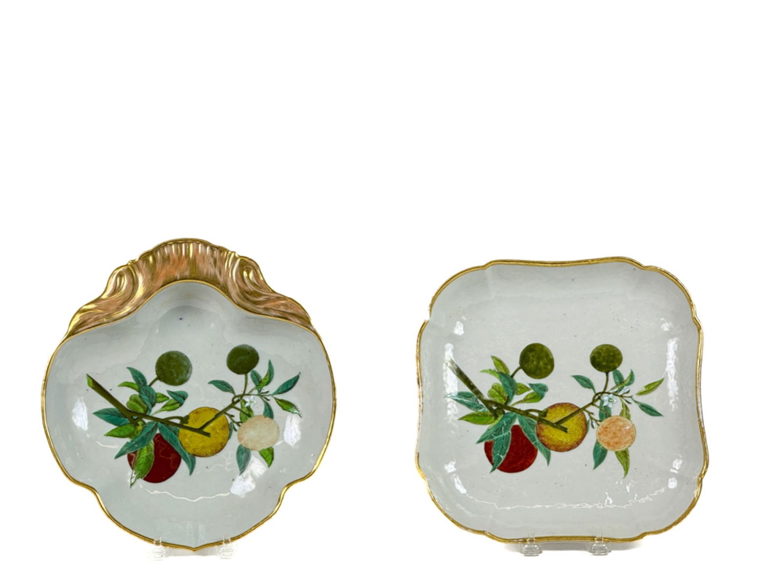 CHINESE SHRIMP DISH & SERVING BOWL w FRUIT SCENES (1 of 9)