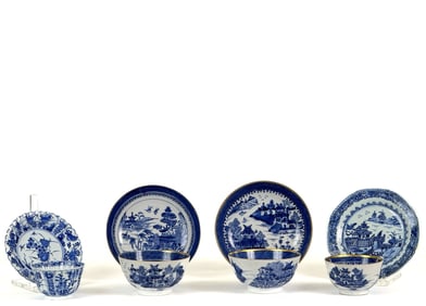 GROUP BLUE & WHITE CHINESE EXPORT w KINTSUGI