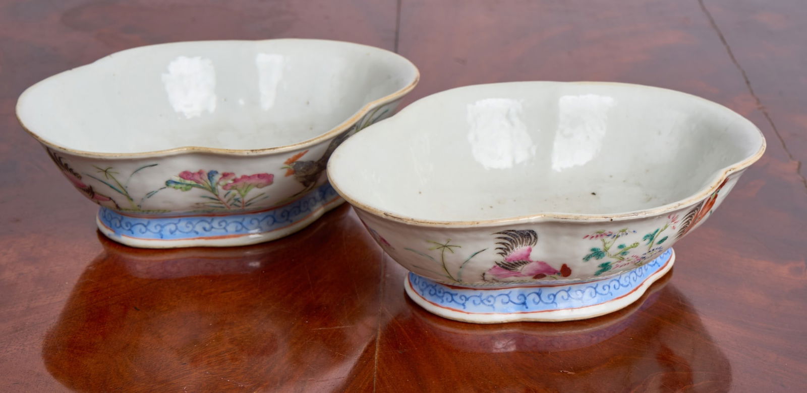 PAIR of SIGNED (19th c) CHINESE PORCELAIN SERVERS (1 of 16)