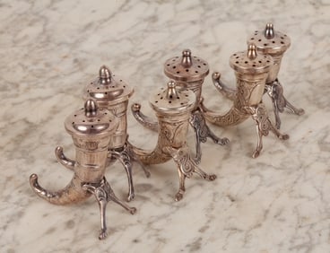 (5) SCANDINAVIAN STERLING HORN SALTS & (1) .830