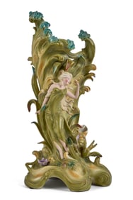 FIGURAL ART NOUVEAU SAXONY PORCELAIN VASE