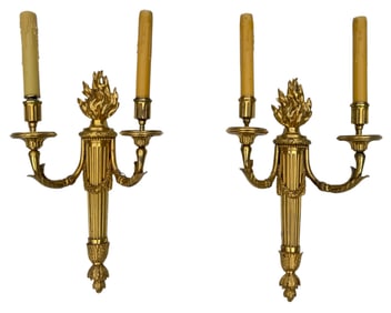 180_FRENCH EMPIRE GILT BRONZE WALL SCONCES