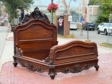 ROCOCO REVIVAL AMERICAN BLACK WALNUT BED