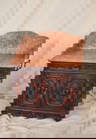 ROCOCO REVIVAL AMERICAN BLACK WALNUT MARBLE TOP COMMODE