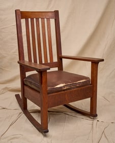 "QUAINT" OAK ARM ROCKESR by STICKLEY BROS CO