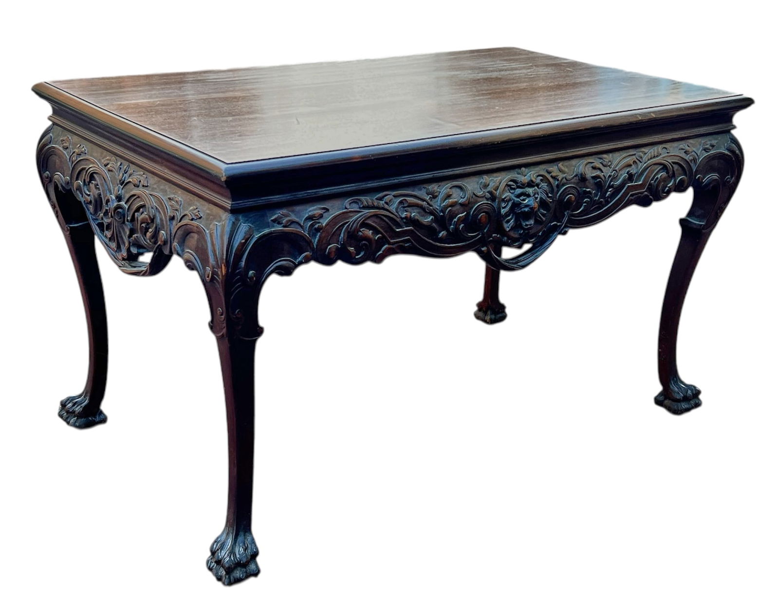 CENTENNIAL IRISH CHIPPENDALE CARVED LIBRARY TABLE (1 of 13)
