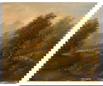 ANTON HUBNER (1818-1892) "THE ROAD HOME"