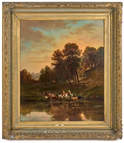 (19thc) EUROPEAN SCHOOL "TENDING THE HERD"