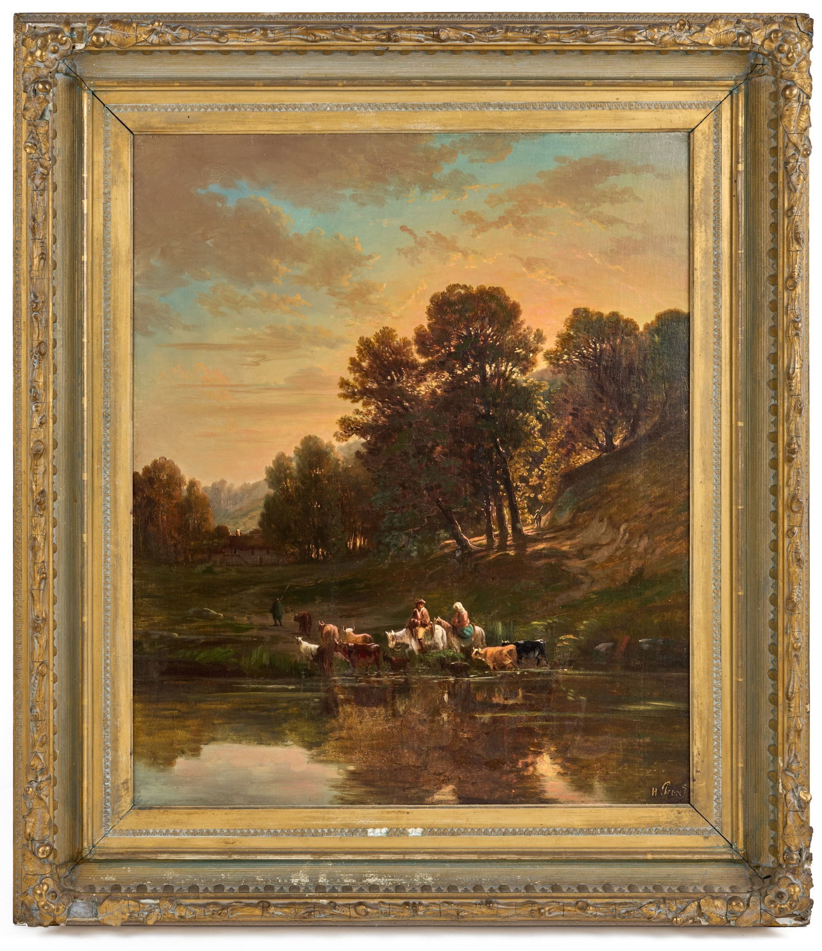 (19thc) EUROPEAN SCHOOL "TENDING THE HERD" (1 of 11)