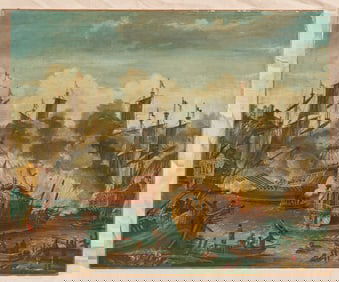 (19thc) SPANISH SCHOOL "ARMADA BATTLE"
