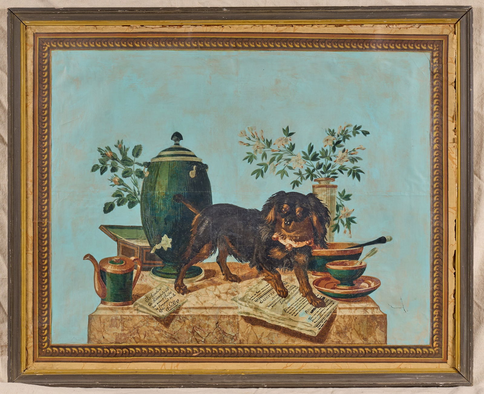 (19thc) "STILL LIFE w KING CHARLES SPANIEL" (1 of 11)
