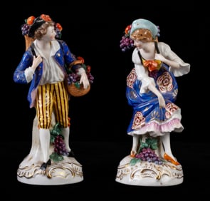 PAIR of CHELSEA PORCELAIN FIGURINES