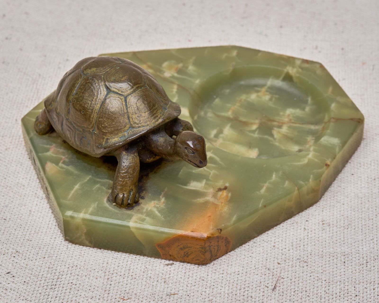 FIGURAL BRONZE and ONYX PIN TRAY with TORTOISE (1 of 6)