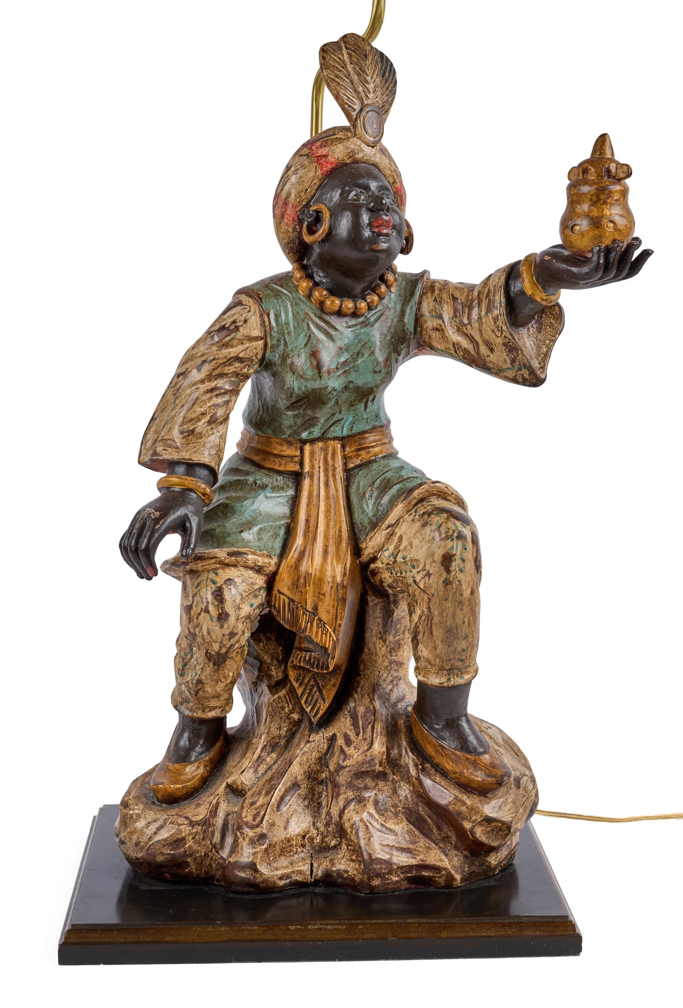 CARVED & PAINTED (20th)c BLACKAMOOR TABLE LAMP (1 of 9)