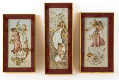 (3) GERMAN ART NOUVEAU BISQUE PLAQUES
