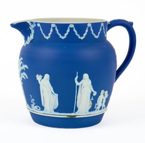 WEDGWOOD COBALT BLUE JASPERWARE PITCHER