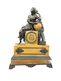 FRENCH GRAND TOUR MARBLE & BRONZE MANTEL CLOCK