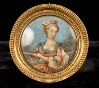 (19th c) FRENCH MINIATURE of a YOUNG GIRL