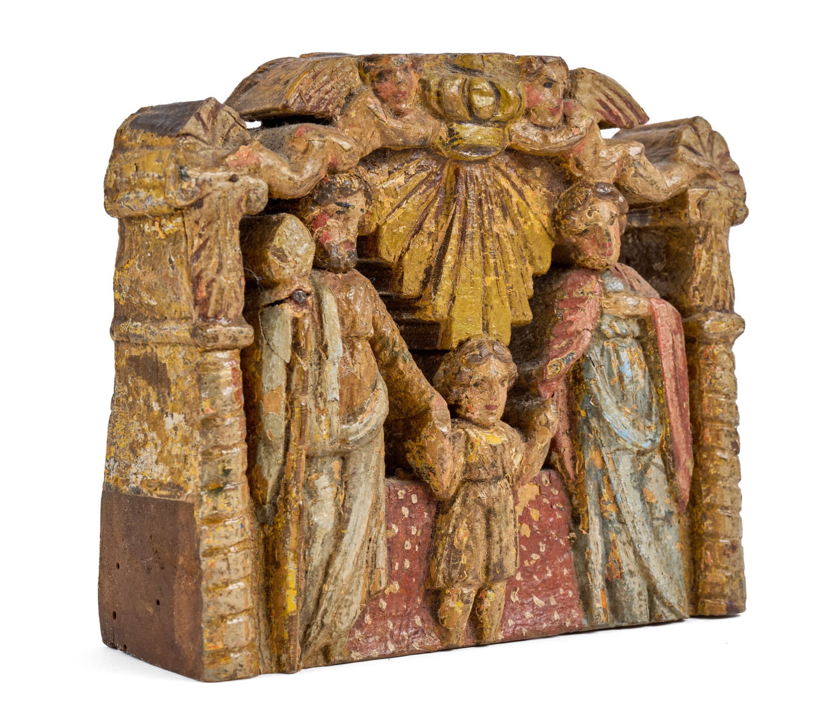 (19th c) CARVED WAGON ORNAMENT DEPICTING JESUS (1 of 8)