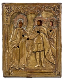 (19th c) EASTERN ORTHODOX ICON of ALEXANDER NEVSKY