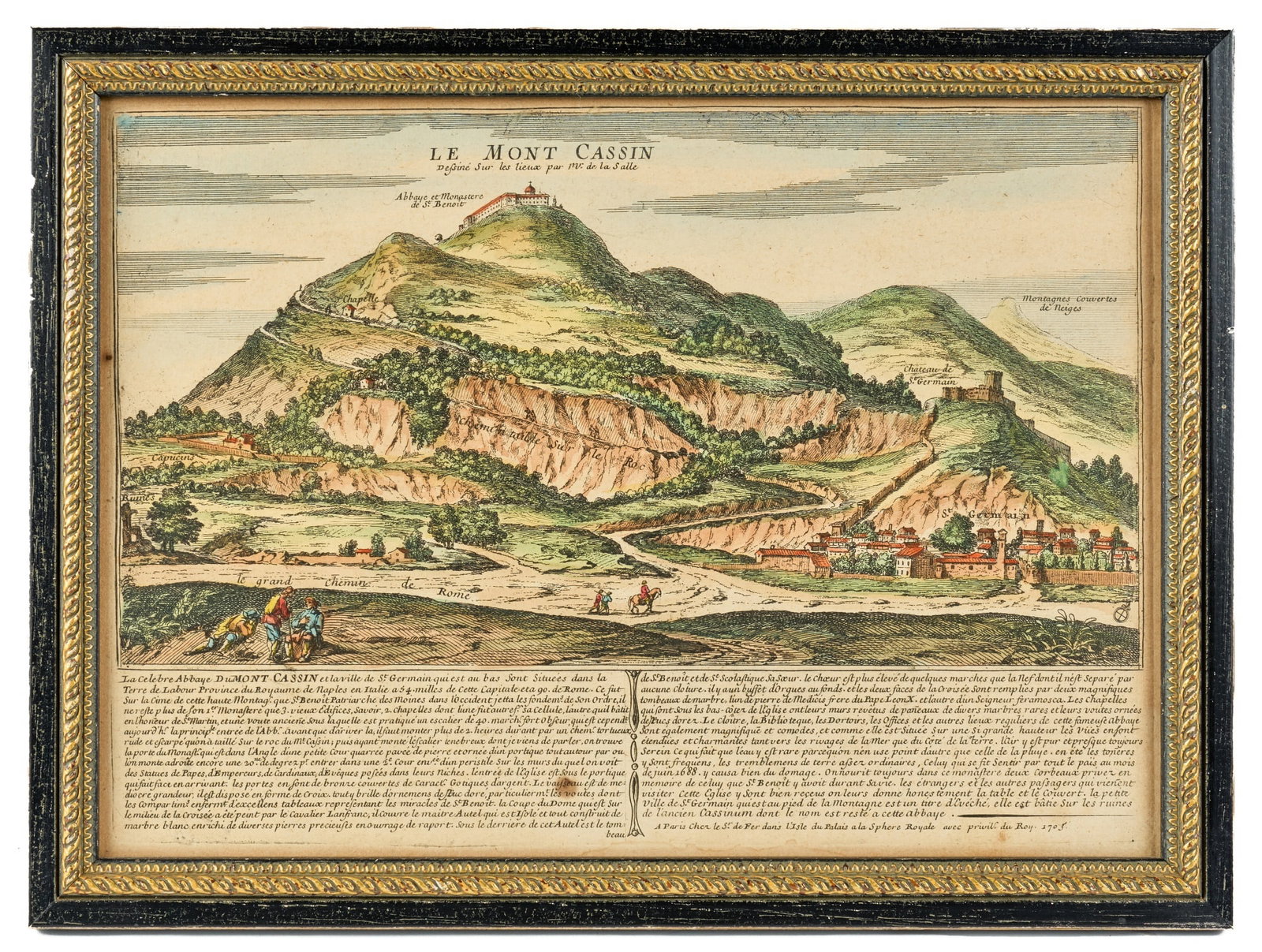 1705 HAND COLORED ETCHING of MOUNT CASSIN (1 of 10)