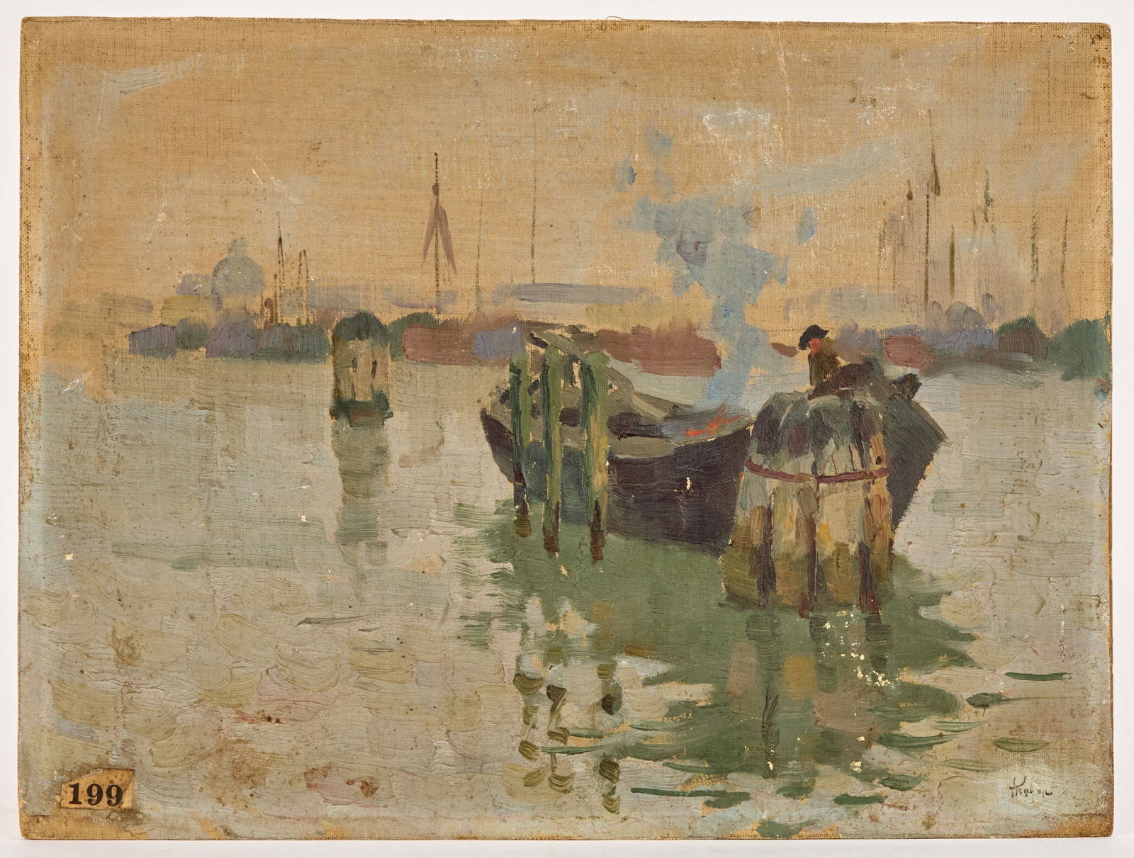 EARLY (20th c) SIGNED OIL on BOARD - Bay of Naples (1 of 10)