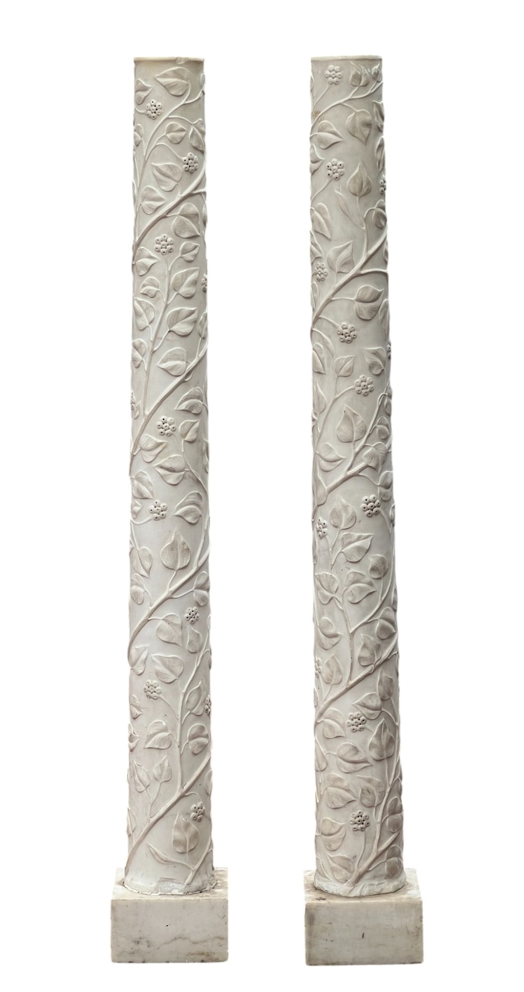 PAIR of CARVED ITALIAN CARRARA MARBLE COLUMNS (1 of 8)