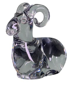 SIGNED DAUM CRYSTAL RAM FIGURE