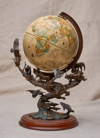 BRONZE GUARDIANS OF THE WORLD GLOBE by S. LORD
